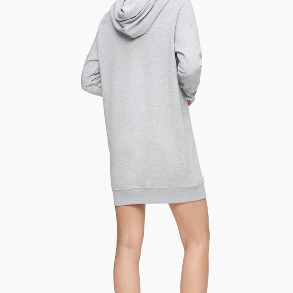 Calvin Klein CJ1D9010 Authentic Womens Gray French Terry Hooded Sweatshirt Dress - Picture 2 of 6